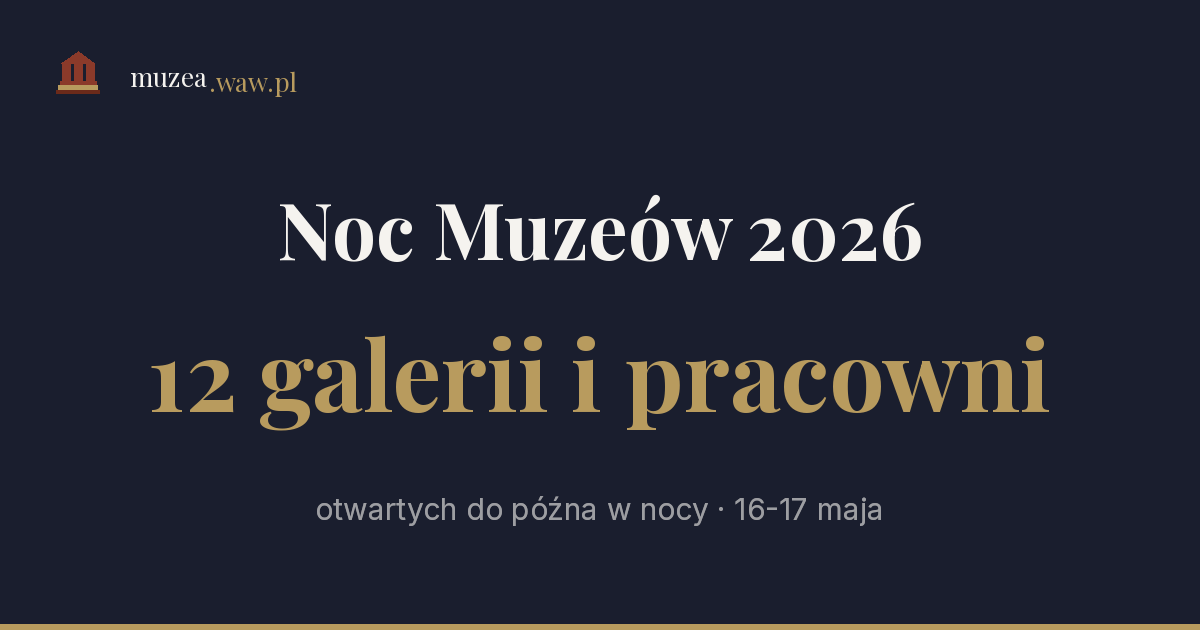 Noc Muzeów Warszawa 2026: 12 galerii i pracowni artystycznych otwartych do późna w nocy